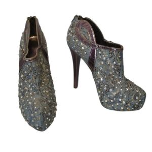 Eva & Zoe Papeete Lace & Rhinestone Bootie Heels